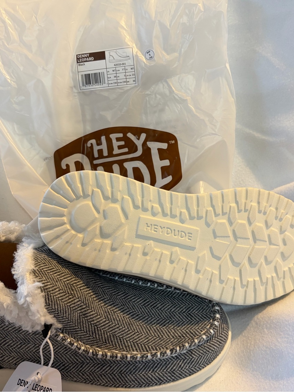 Hey Dude Women’s Grey Slip-On Sherpa-Lined Shoes - Picture 3 of 4
